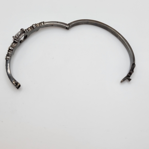 Givenchy | Clear Ice Crystals Gun Metal Hinged Bangle Bracelet - Picture 8 of 12